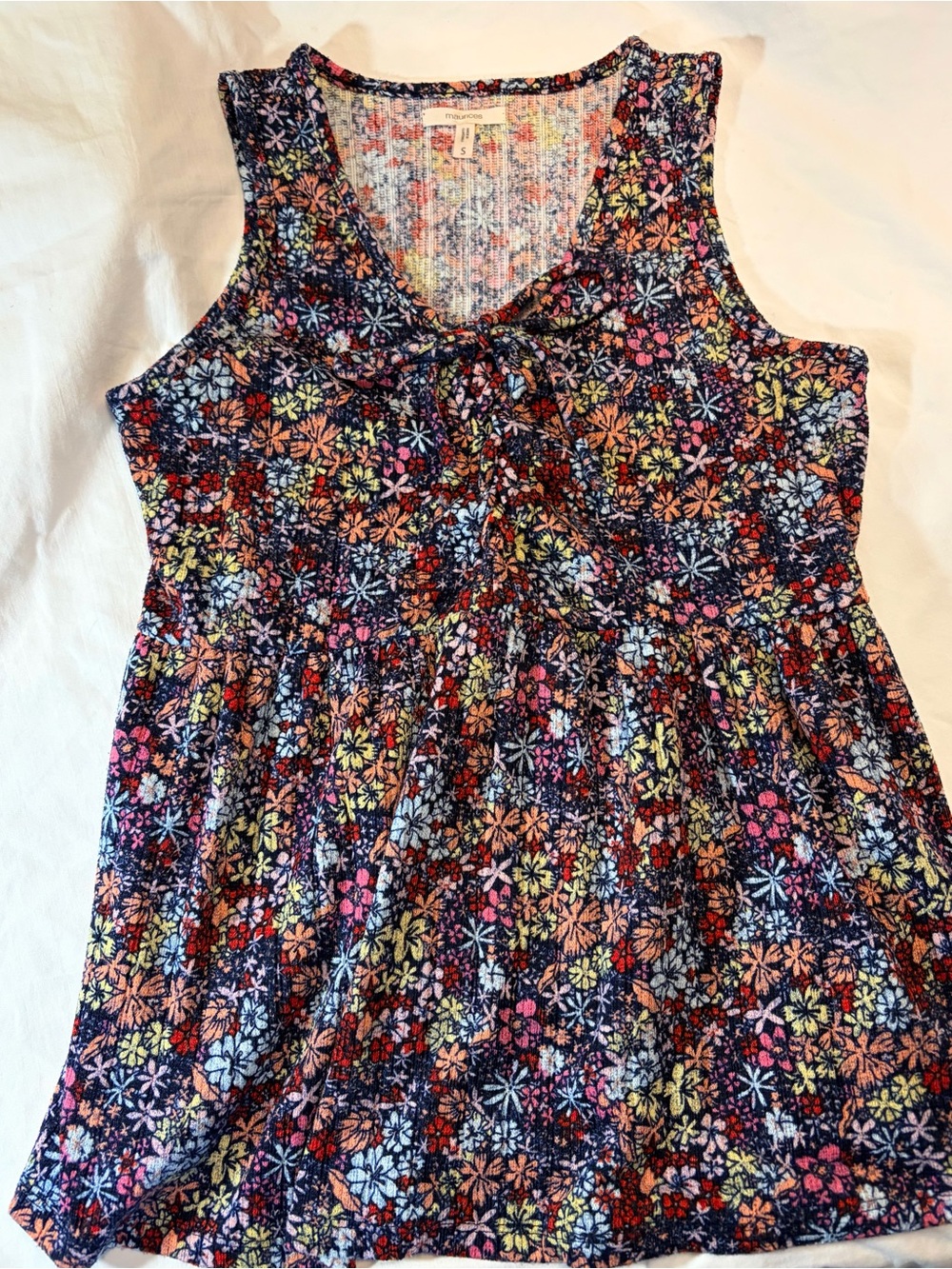 Maurices Navy Floral Twist-Front Tank